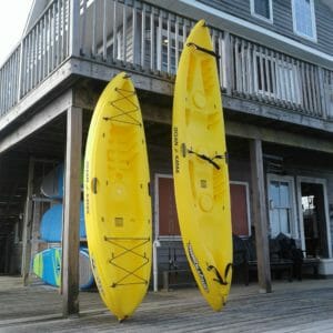 single and double kayaks at Whale Creek Marina